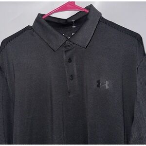 Under Armour Playoff Polo Large Black Golf Performance Loose‎ Fit